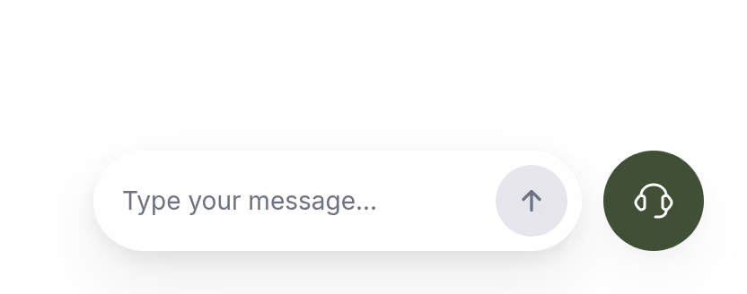A message field beside a round launcher with a headset icon.
